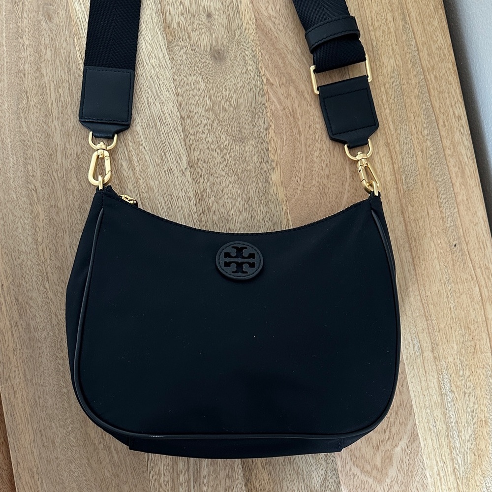 Tory Burch Black Nylon Crossbody with Gold Hardware